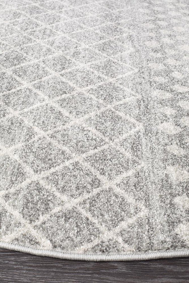 Neriah Grey Rustic Tribal Round Rug